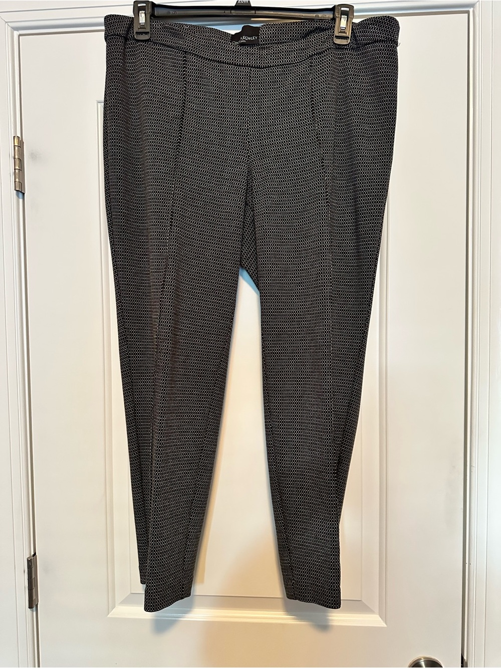 Cynthia Rowley Black and White Micro-Pattern Slim Dress Pants